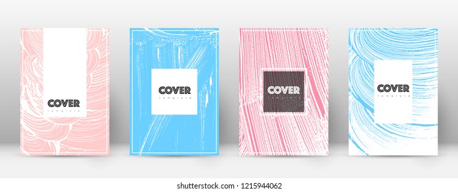 Cover page design template. Hipster brochure layout. Brilliant trendy abstract cover page. Pink and blue grunge texture background. Magnetic poster.