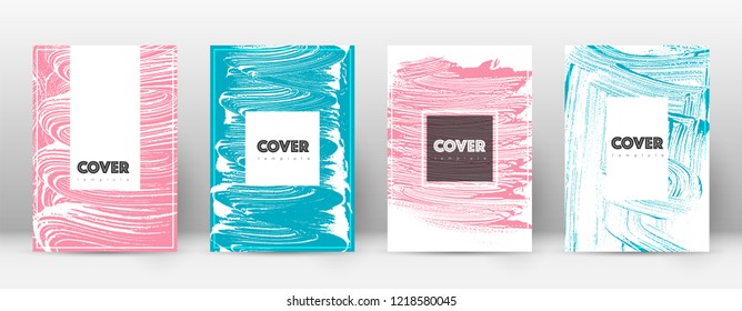 Cover page design template. Hipster brochure layout. Brilliant trendy abstract cover page. Pink and blue grunge texture background. Pleasant poster.