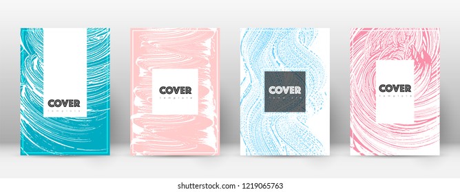 Cover page design template. Hipster brochure layout. Brilliant trendy abstract cover page. Pink and blue grunge texture background. Ideal poster.