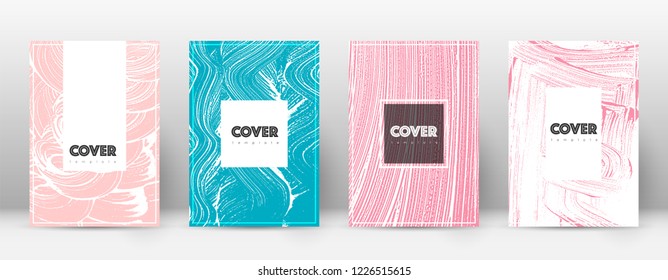 Cover page design template. Hipster brochure layout. Brilliant trendy abstract cover page. Pink and blue grunge texture background. Alive poster.