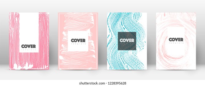 Cover page design template. Hipster brochure layout. Breathtaking trendy abstract cover page. Pink and blue grunge texture background. Symmetrical poster.