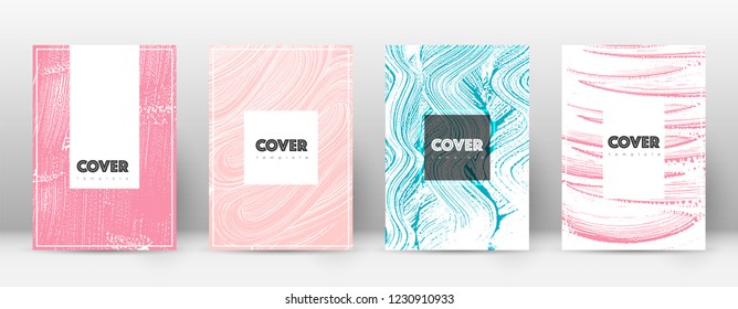 Cover page design template. Hipster brochure layout. Brilliant trendy abstract cover page. Pink and blue grunge texture background. Bizarre poster.