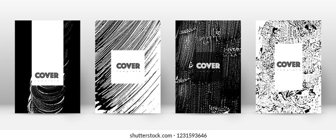 Cover page design template. Hipster brochure layout. Breathtaking trendy abstract cover page. Black and white grunge texture background. Mind-blowing poster.