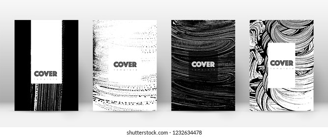 Cover page design template. Hipster brochure layout. Breathtaking trendy abstract cover page. Black and white grunge texture background. Fantastic poster.