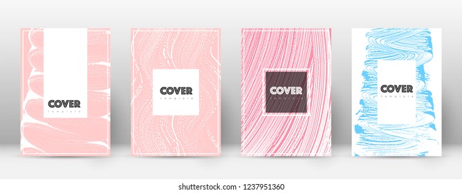 Cover page design template. Hipster brochure layout. Brilliant trendy abstract cover page. Pink and blue grunge texture background. Pretty poster.