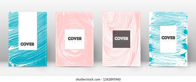 Cover page design template. Hipster brochure layout. Brilliant trendy abstract cover page. Pink and blue grunge texture background. Surprising poster.