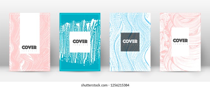 Cover page design template. Hipster brochure layout. Brilliant trendy abstract cover page. Pink and blue grunge texture background. Fantastic poster.