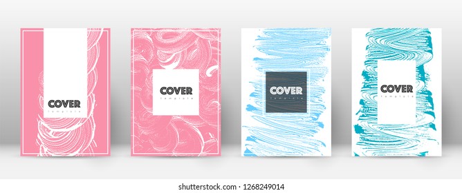 Cover page design template. Hipster brochure layout. Brilliant trendy abstract cover page. Pink and blue grunge texture background. Awesome poster.