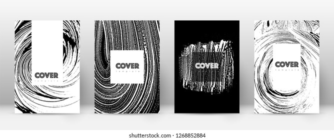 Cover page design template. Hipster brochure layout. Breathtaking trendy abstract cover page. Black and white grunge texture background. Extra poster.