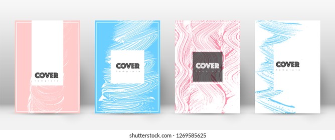 Cover page design template. Hipster brochure layout. Brilliant trendy abstract cover page. Pink and blue grunge texture background. Amusing poster.