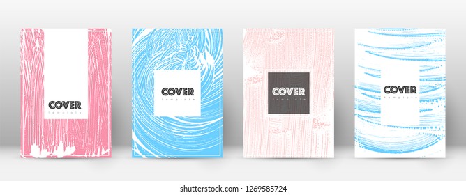 Cover page design template. Hipster brochure layout. Captivating trendy abstract cover page. Pink and blue grunge texture background. Authentic poster.