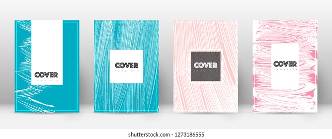Cover page design template. Hipster brochure layout. Brilliant trendy abstract cover page. Pink and blue grunge texture background. Unusual poster.