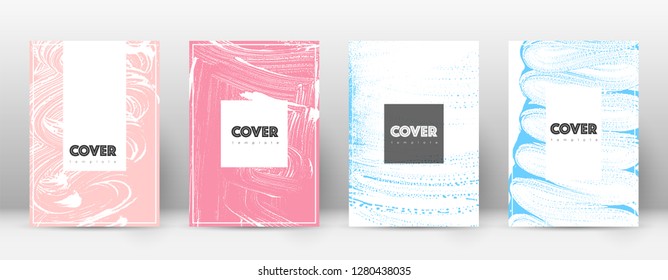 Cover page design template. Hipster brochure layout. Brilliant trendy abstract cover page. Pink and blue grunge texture background. Amazing poster.