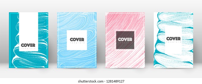 Cover page design template. Hipster brochure layout. Captivating trendy abstract cover page. Pink and blue grunge texture background. Dramatic poster.