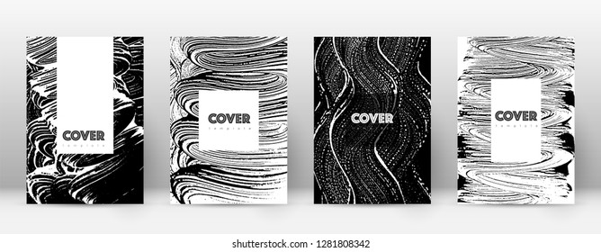 Cover page design template. Hipster brochure layout. Breathtaking trendy abstract cover page. Black and white grunge texture background. Interesting poster.