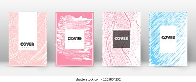 Cover page design template. Hipster brochure layout. Brilliant trendy abstract cover page. Pink and blue grunge texture background. Appealing poster.