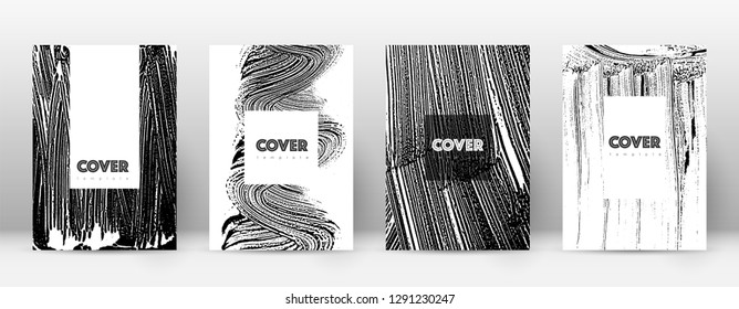 Cover page design template. Hipster brochure layout. Breathtaking trendy abstract cover page. Black and white grunge texture background. Fascinating poster.