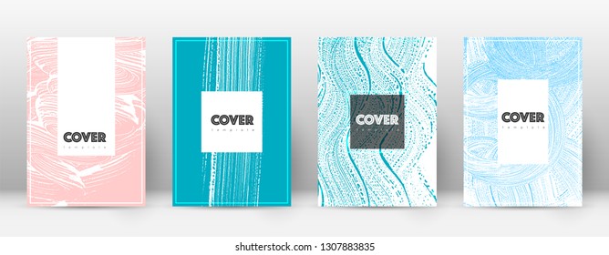 Cover page design template. Hipster brochure layout. Brilliant trendy abstract cover page. Pink and blue grunge texture background. Powerful poster.