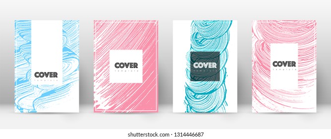 Cover page design template. Hipster brochure layout. Captivating trendy abstract cover page. Pink and blue grunge texture background. Attractive poster.