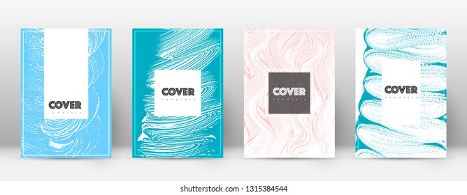 Cover page design template. Hipster brochure layout. Brilliant trendy abstract cover page. Pink and blue grunge texture background. Cool poster.