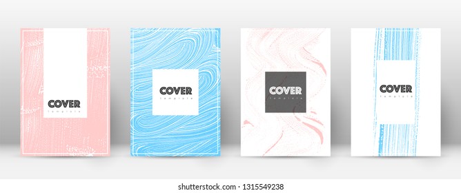 Cover page design template. Hipster brochure layout. Brilliant trendy abstract cover page. Pink and blue grunge texture background. Trending poster.