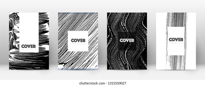 Cover page design template. Hipster brochure layout. Breathtaking trendy abstract cover page. Black and white grunge texture background. Fabulous poster.