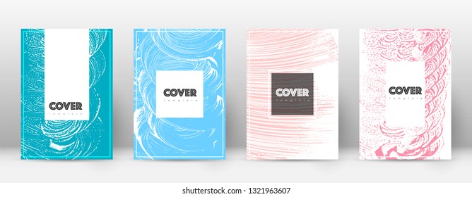 Cover page design template. Hipster brochure layout. Breathtaking trendy abstract cover page. Pink and blue grunge texture background. Tempting poster.