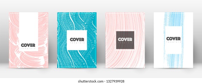 Cover page design template. Hipster brochure layout. Captivating trendy abstract cover page. Pink and blue grunge texture background. Elegant poster.