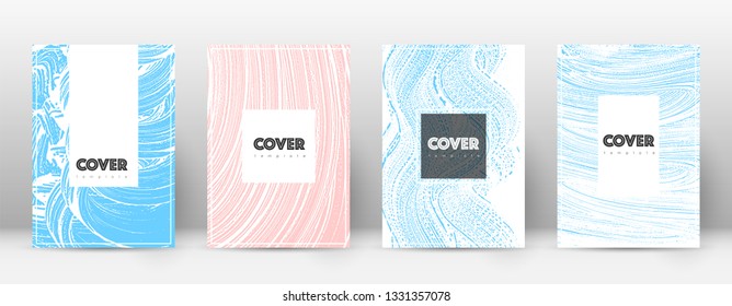 Cover page design template. Hipster brochure layout. Brilliant trendy abstract cover page. Pink and blue grunge texture background. Overwhelming poster.