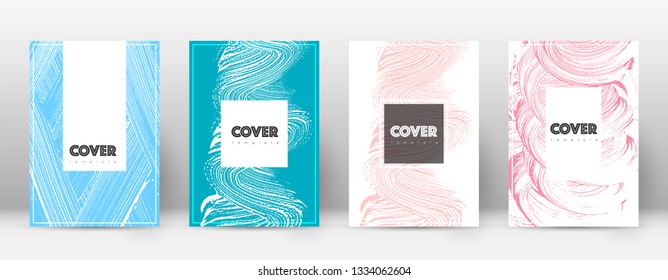 Cover page design template. Hipster brochure layout. Brilliant trendy abstract cover page. Pink and blue grunge texture background. Fascinating poster.