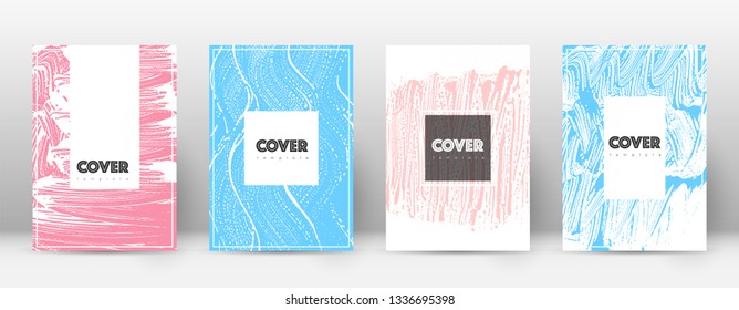 Cover page design template. Hipster brochure layout. Captivating trendy abstract cover page. Pink and blue grunge texture background. Artistic poster.