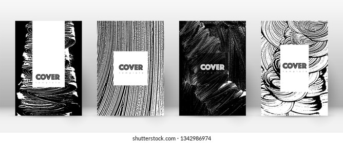 Cover page design template. Hipster brochure layout. Breathtaking trendy abstract cover page. Black and white grunge texture background. Likable poster.