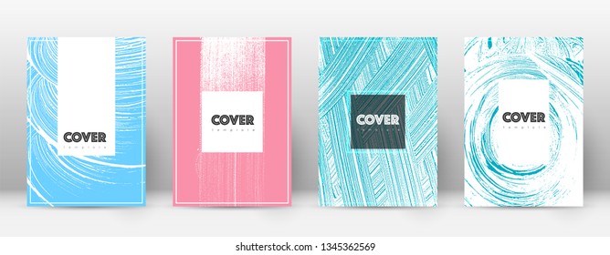 Cover page design template. Hipster brochure layout. Brilliant trendy abstract cover page. Pink and blue grunge texture background. Dazzling poster.