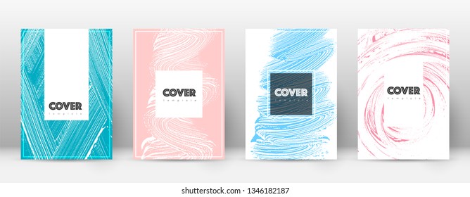 Cover page design template. Hipster brochure layout. Brilliant trendy abstract cover page. Pink and blue grunge texture background. Excellent poster.