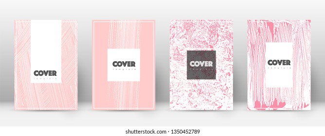 Cover page design template. Hipster brochure layout. Brilliant trendy abstract cover page. Pink and blue grunge texture background. Indelible poster.