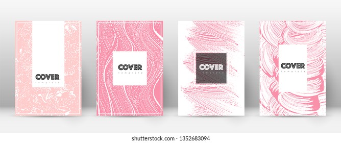 Cover page design template. Hipster brochure layout. Breathtaking trendy abstract cover page. Pink and blue grunge texture background. Sightly poster.