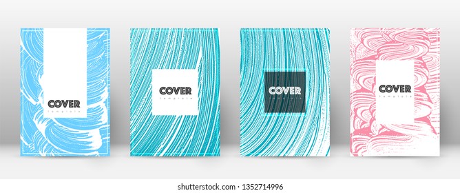Cover page design template. Hipster brochure layout. Brilliant trendy abstract cover page. Pink and blue grunge texture background. Rare poster.