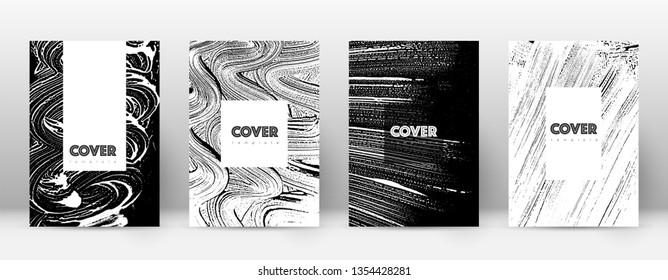 Cover page design template. Hipster brochure layout. Breathtaking trendy abstract cover page. Black and white grunge texture background. Optimal poster.