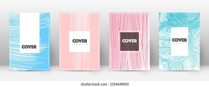 Cover page design template. Hipster brochure layout. Brilliant trendy abstract cover page. Pink and blue grunge texture background. Perfect poster.