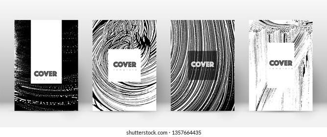 Cover page design template. Hipster brochure layout. Breathtaking trendy abstract cover page. Black and white grunge texture background. Neat poster.