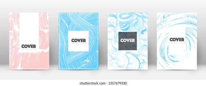 Cover page design template. Hipster brochure layout. Brilliant trendy abstract cover page. Pink and blue grunge texture background. Extraordinary poster.