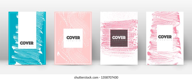 Cover page design template. Hipster brochure layout. Brilliant trendy abstract cover page. Pink and blue grunge texture background. Mesmeric poster.