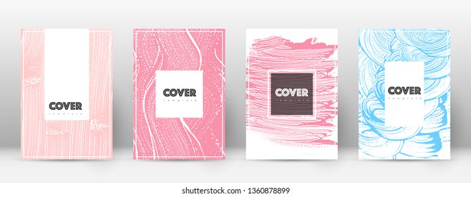 Cover page design template. Hipster brochure layout. Brilliant trendy abstract cover page. Pink and blue grunge texture background. Glamorous poster.