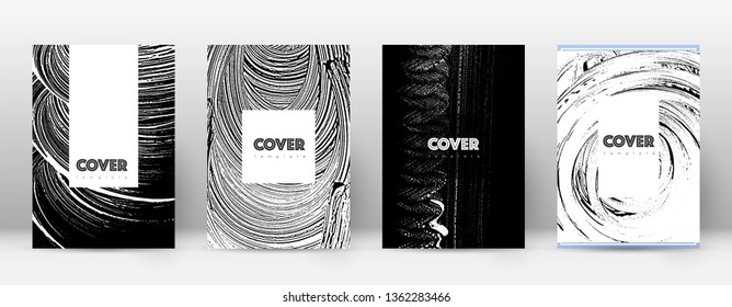 Cover page design template. Hipster brochure layout. Breathtaking trendy abstract cover page. Black and white grunge texture background. Popular poster.