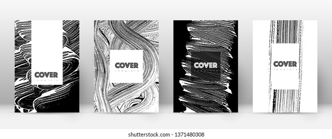 Cover page design template. Hipster brochure layout. Breathtaking trendy abstract cover page. Black and white grunge texture background. Mesmeric poster.