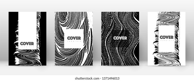 Cover page design template. Hipster brochure layout. Breathtaking trendy abstract cover page. Black and white grunge texture background. Original poster.