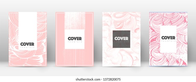 Cover page design template. Hipster brochure layout. Brilliant trendy abstract cover page. Pink and blue grunge texture background. Likable poster.