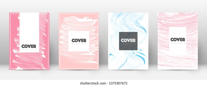 Cover page design template. Hipster brochure layout. Brilliant trendy abstract cover page. Pink and blue grunge texture background. Unique poster.
