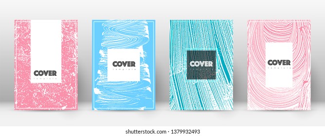 Cover page design template. Hipster brochure layout. Brilliant trendy abstract cover page. Pink and blue grunge texture background. Delicate poster.