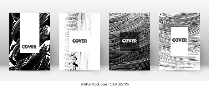 Cover page design template. Hipster brochure layout. Breathtaking trendy abstract cover page. Black and white grunge texture background. Fine poster.